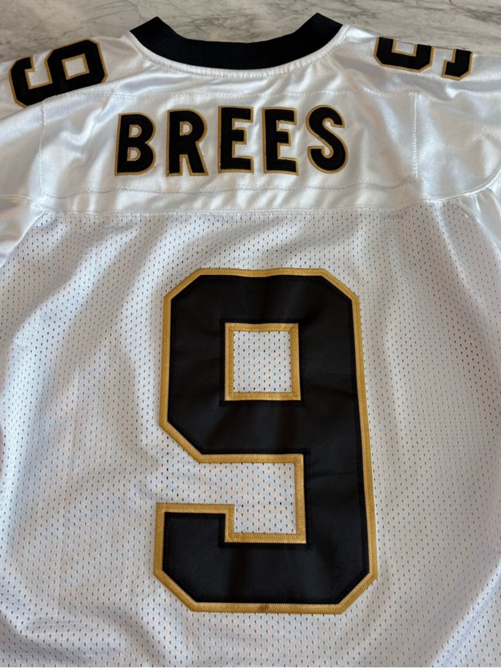 Reebok White Black and Gold #9 Football Jersey - Picture 8 of 10